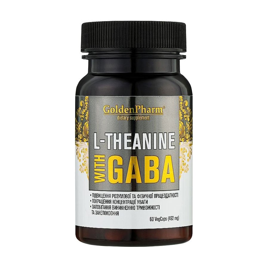 L-Теанін та ГАМК Golden Pharm L-Theanine With Gaba, 60 веганських капсул